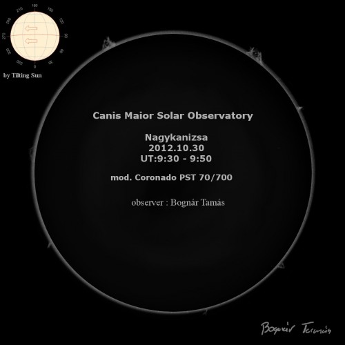 H-alpha Sun -2012.10.30. - Bognár Tamás, NAE CMA Observatory