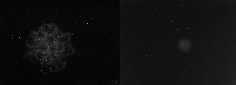 Comparison between two sketches of Messier 55