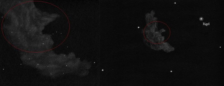 IC 2118, Witch Head Nebula, Comparison Binoculars and Naked Eye