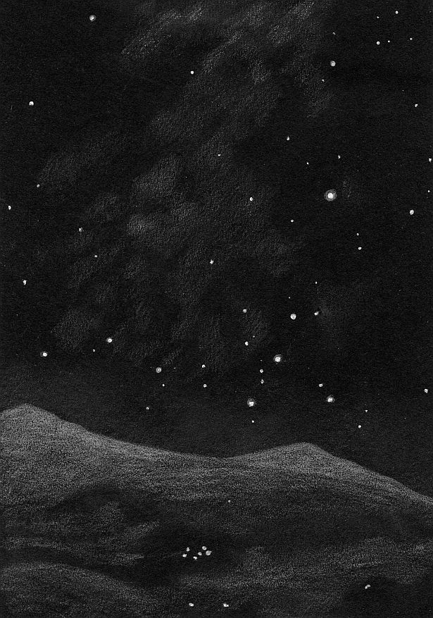 Winter Milky Way, sketched in Alpine Mountains, Switzerland